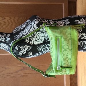 Coach Signature jacquard lime green shoulder bag